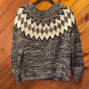 Chaps Black and White Patterned Women's Sweater